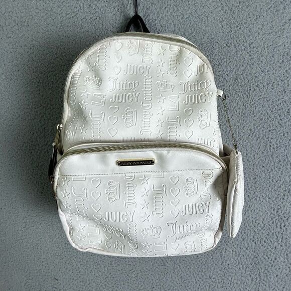 Juicy Couture White/Ivory Embossed Logo Backpack